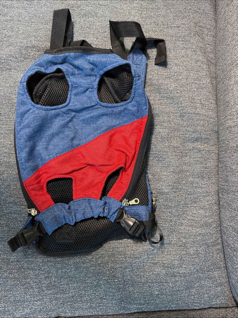 Blue & Red Cat back pack carrier.